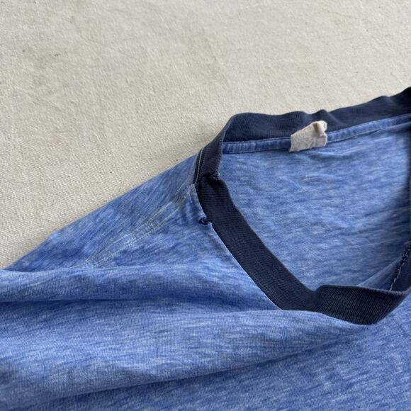 Vintage 70s Go Climb A Rock Ringer Shirt XL Yosemite Mountaineering Mayo Spruce - Picture 9 of 9